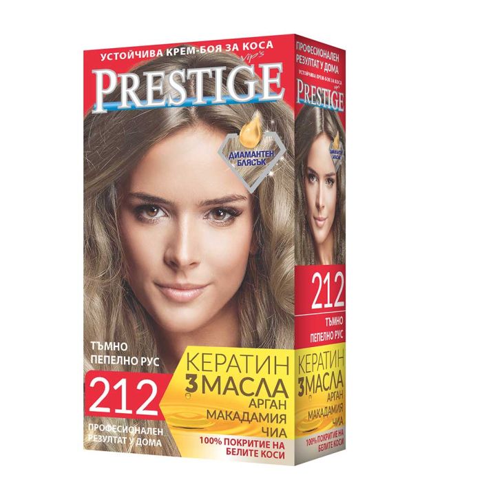 Vip's Prestige Устойчива крем-боя за коса /212 Тъмно пепелно рус/