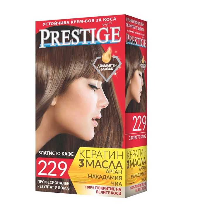 Vip's Prestige Устойчива крем-боя за коса /229 Златисто кафе/