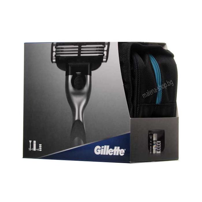 Mach 3 мъжки подаръчен комплект, с включени 4 броя резервни ножчета и несесер