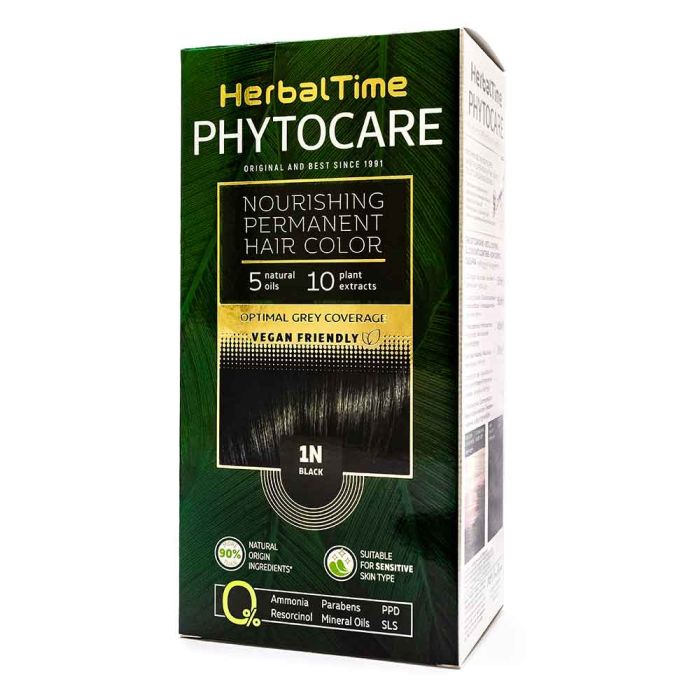Herbal Time Phytocare трайна безамонячна боя за коса / 1N черен/