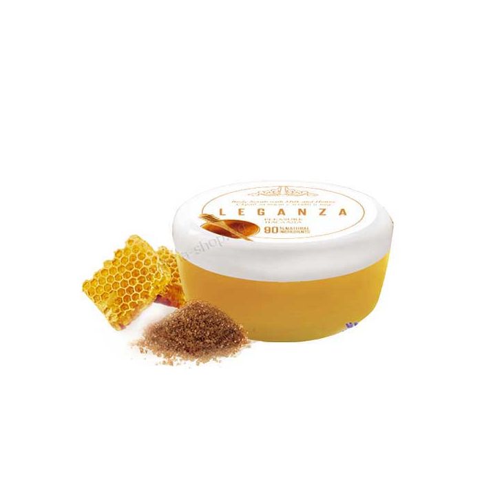 Leganza захарен скраб за тяло, с мляко и мед
