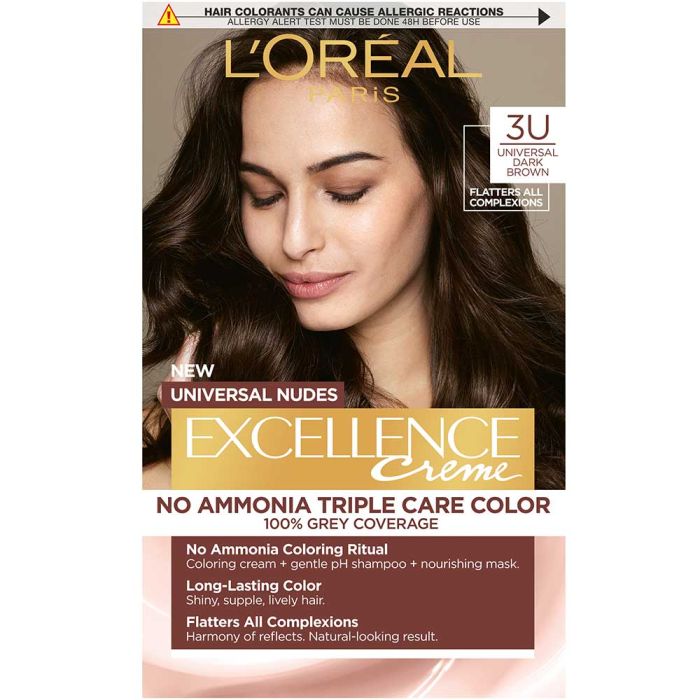Loreal Excellence Nudes боя за коса, без амоняк (3 U universal dark brown)