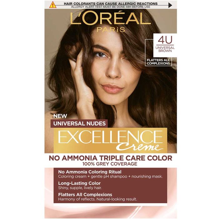 Loreal Excellence Nudes боя за коса, без амоняк (4 U universal brown)