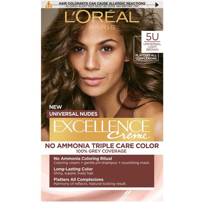 Loreal Excellence Nudes боя за коса, без амоняк (5 U universal light brown)