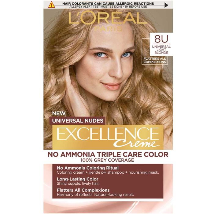 Loreal Excellence Nudes боя за коса, без амоняк (8 U universal light blonde)