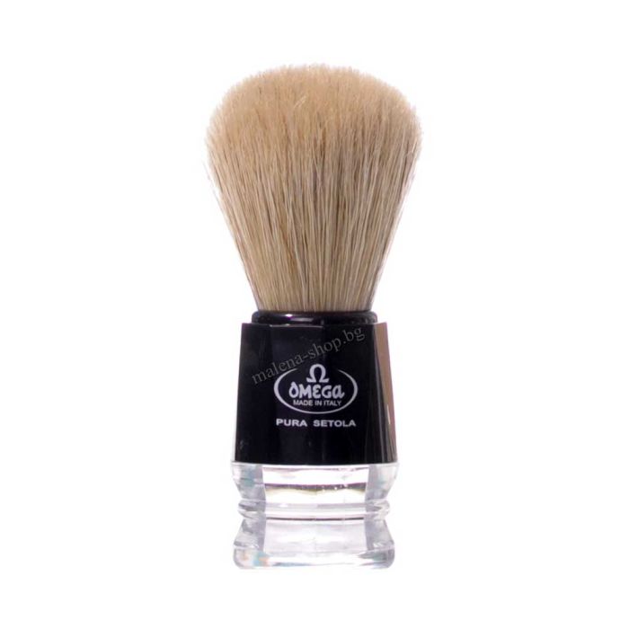 Omega четка за бръснене с прозрачна дръжка.