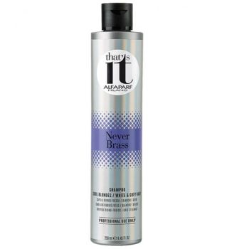 Alfaparf That's IT Never Brass shampoo професионален матиращ шампоан за сиви и бели коси.